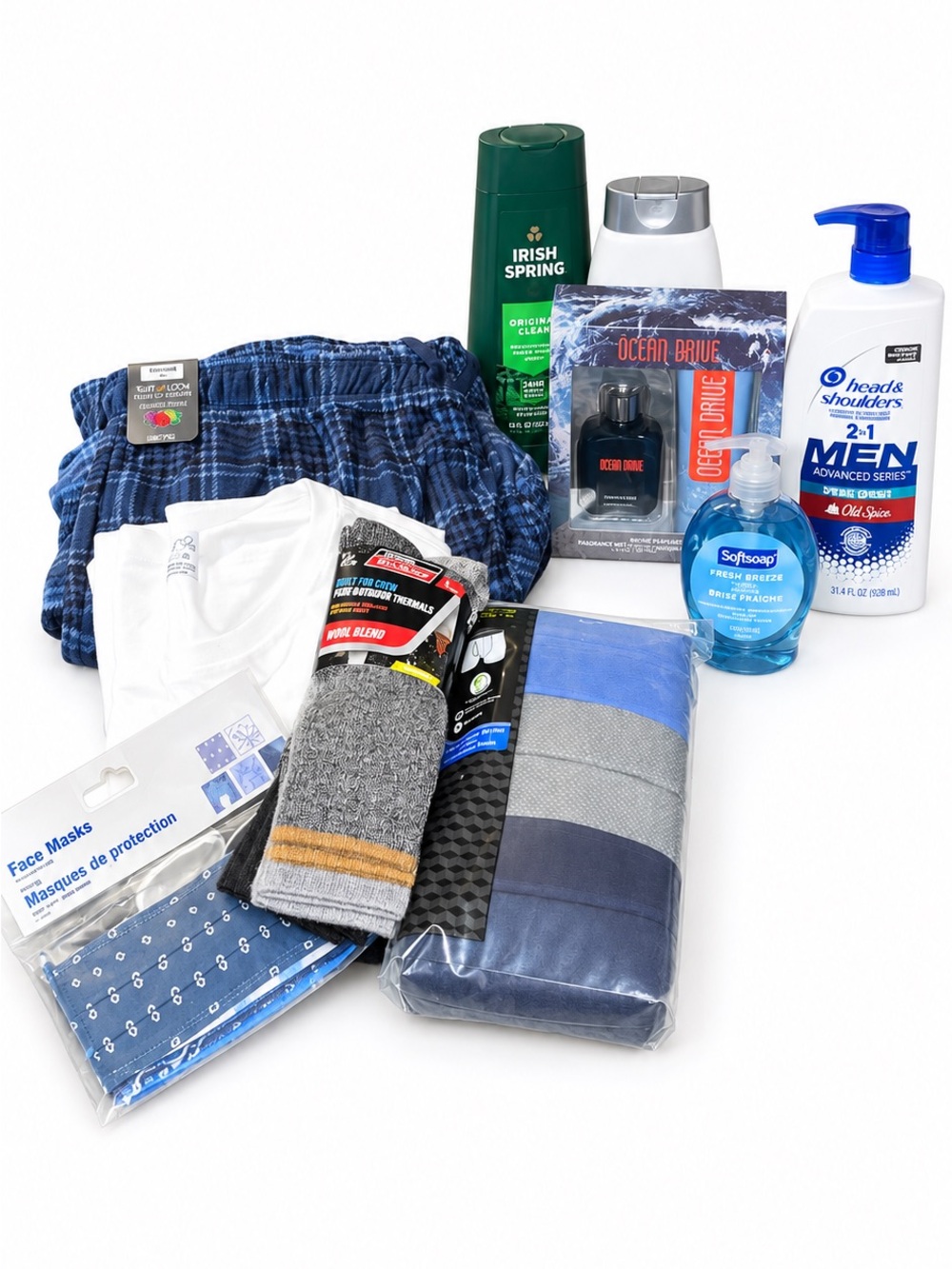 Fruit of the Loom Men's Blue Plaid Boxer Briefs Bundle